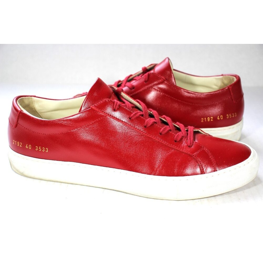 Common Projects Achilles Low Red Sneakers Mens EU 40 US 7 N1430